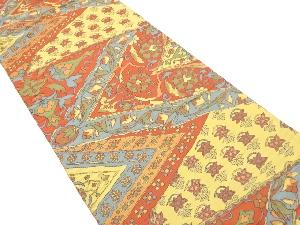 花更紗模様織出し全通袋帯